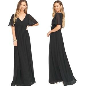 NWT Show Me Your Mumu Emily Empire Chiffon Maxi Dress Black